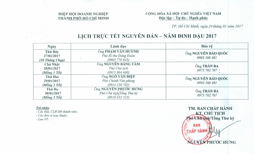 Lịch Công Tác ngày 08-09 tháng 09
